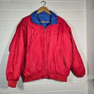 Vtg Oakton Weather Breaker Jacket Mens XL Tall Red Blue Reversible 80s 90s Retro